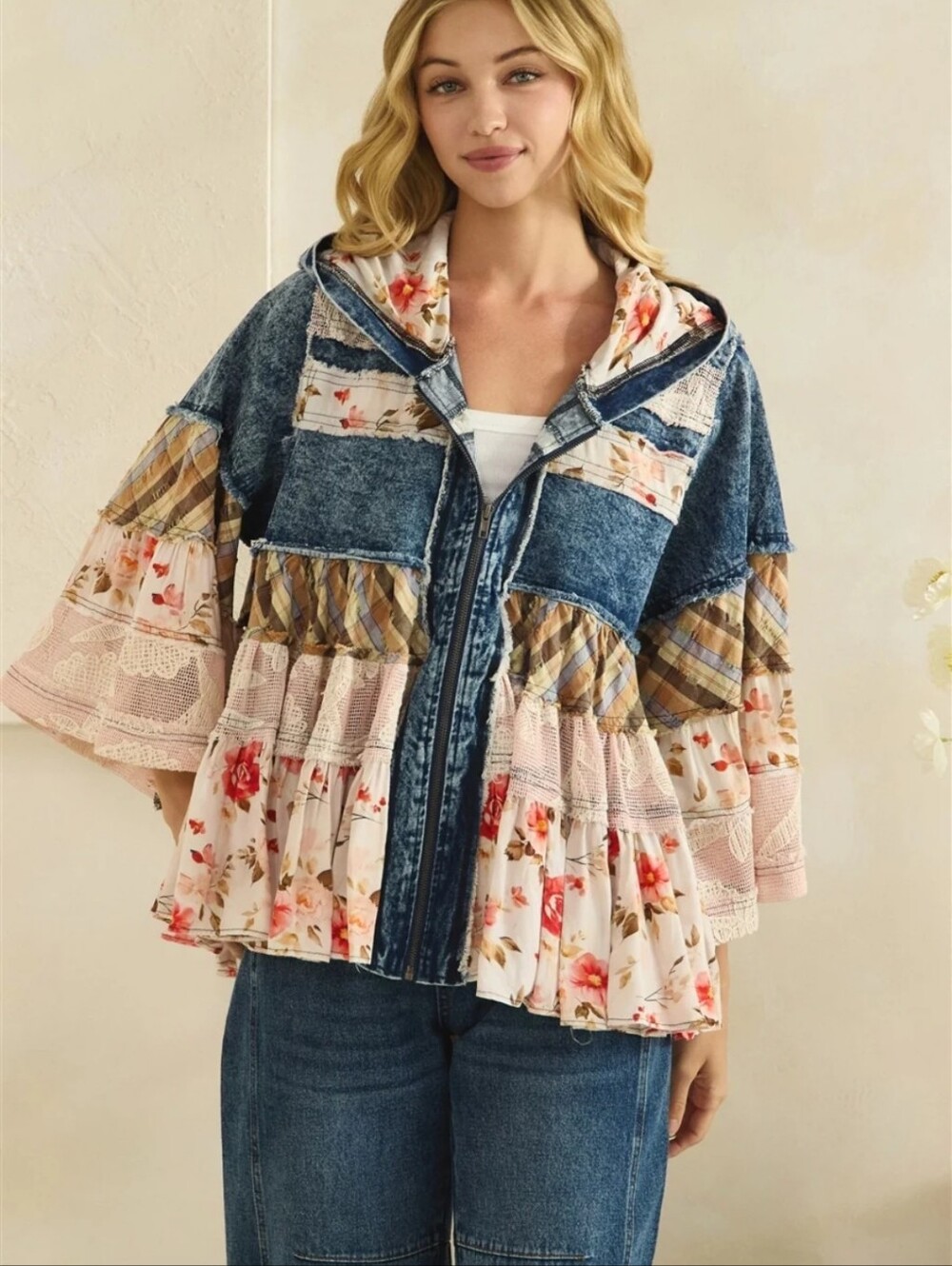 #1791 Oli & Hali Wildflower Wanderer Patchwork Hoodie - Picture 2 of 12